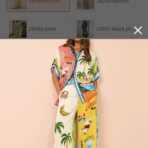 Colorful Tropical Print 2pc Set